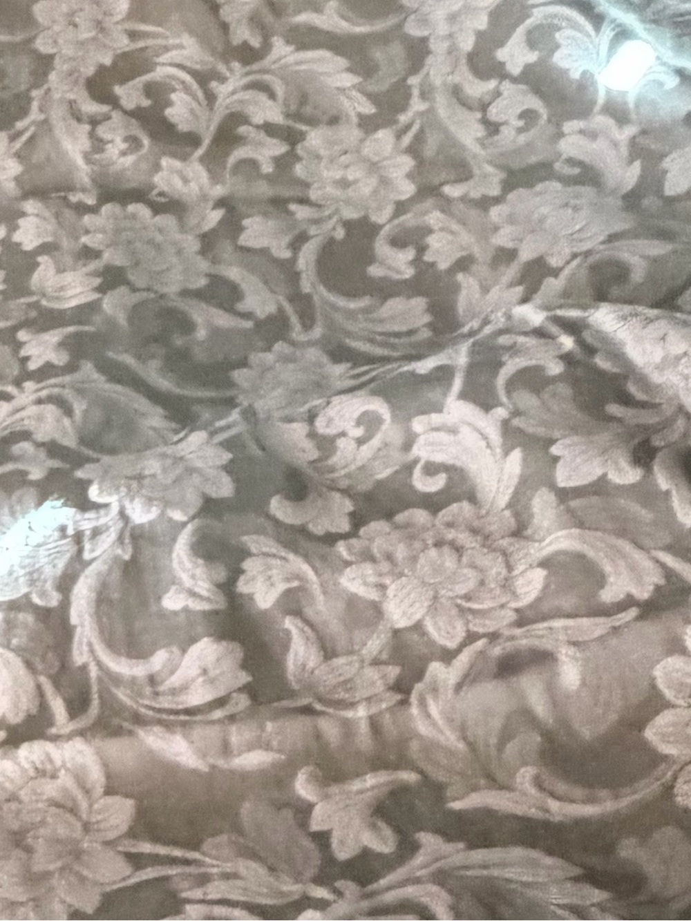 Sage Green and Cream Floral Jacquard Drapery Panel